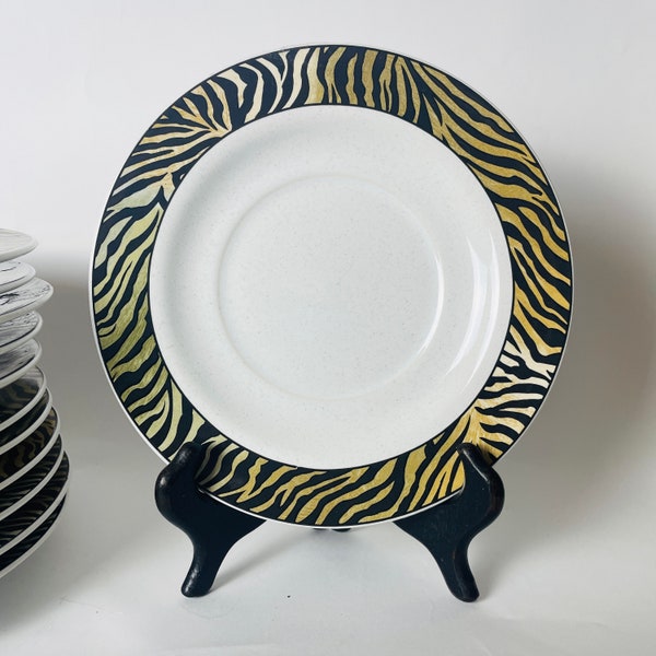 Animal Print Plate, Tiger Leopard Print Desert Salad Plate, 6.45" Studio Nova Jungle Beat Replacement Plate, Eclectic Unique Dinnerware
