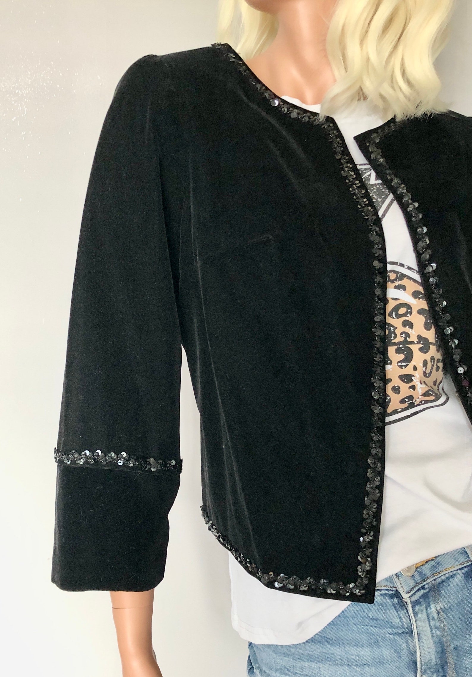 Black Velvet Womens Cropped Jacket Blazer Vintage 1960s Etsy