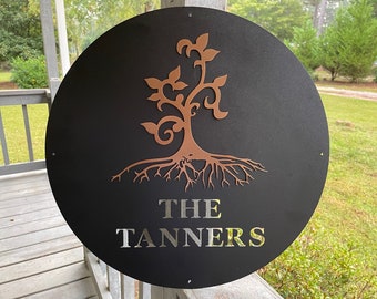 Personalized Whimsical Family Tree Metal Sign, Custom Home Decor