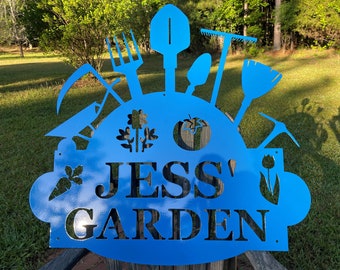 Personalized Metal Garden Sign, Powder Coated Decor for Indoor or Outdoor Use