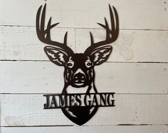 Custom Deer Metal Family Name Sign – Gifts for Hunters