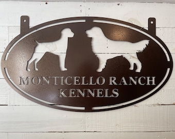 Custom Dog Kennel Sign; GSP Sign; Golden Retreiver Metal Sign; Dog Silhouette Sign; Dog Ranch Gift; Personalized Oval Dog Sign; Dog Lover