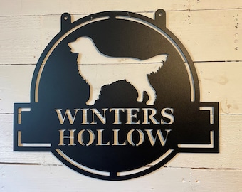 Custom Golden Retriever Metal Sign; Breeder and Kennel Metal Signs; Gift for Dog Lovers; Dog Business Sign; Farm Sign; Dog Memorial Sign