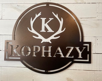 Custom Metal Antler Monogram Sign – Home Decor