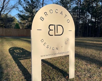 Custom Round Business Yard Stake: Metal Sign with Company Logo