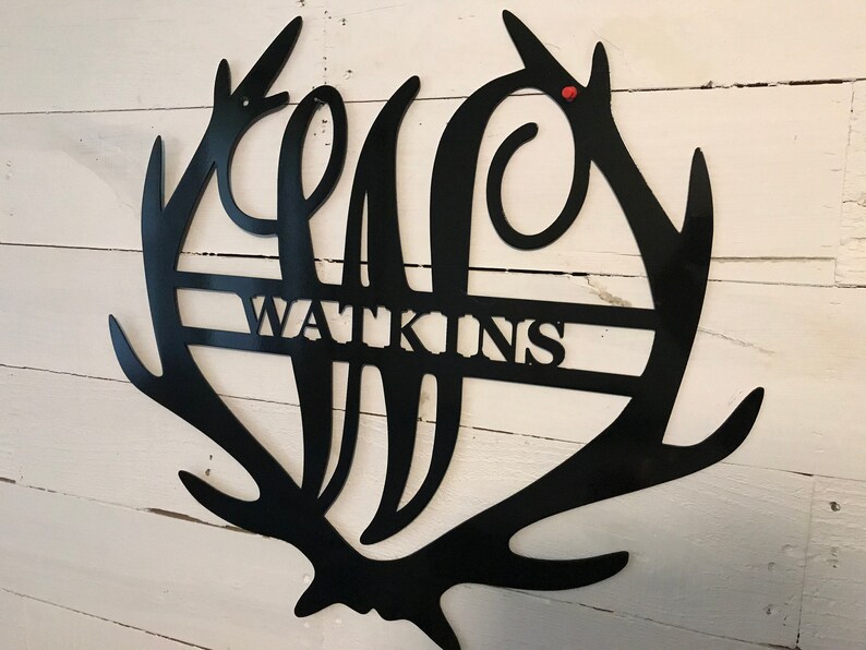 Antler Monogram Metal Sign: Hunting Family Name, Custom Hunter Decor - Etsy