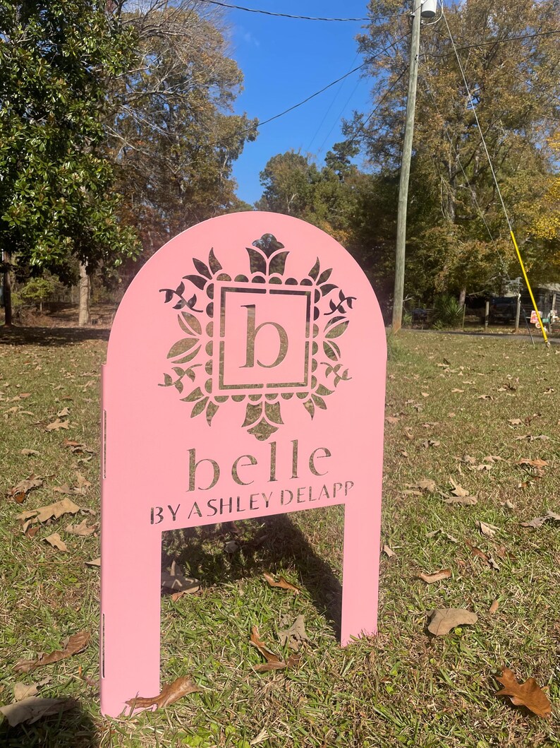 Custom Round Logo Business Yard Stake: Powder Coated Metal Sign - Etsy