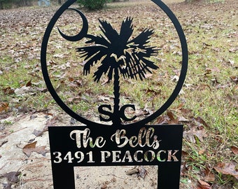 South Carolina Palmetto Tree Camping Stake or Address Sign