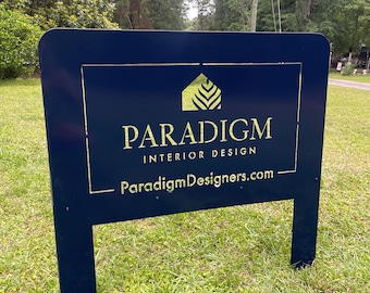 Custom Business Logo Yard Sign: Metal Advertising Stake for Job Sites