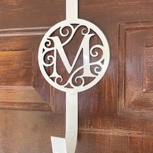 Modern Vine Monogram Over The Door Wreath Hanger; Door Hanger; Metal Wreath Hanger; Custom Over the Door Hanger; Initial Wreath Hanger