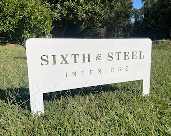 Custom Rectangle Logo Yard Sign – Powder Coated Sturdy Metal Business Stake