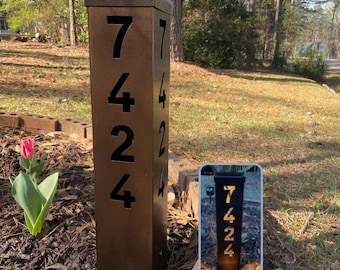 24" Metal Solar Address Sign - Multiple Colors Available - Light and Easy Install Stakes Included