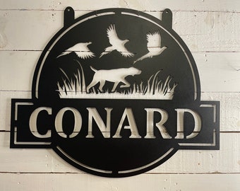 Custom Bird Dog Metal Sign; Hunting Dog Monogram; Tracking Dog Sign; Pheasant Hunting Monogram; Metal Hunting Season Sign; Gifts for Hunters
