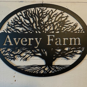 Custom Oval Tree Metal Sign - Farm Signs - Cottage Decor - Tree Decor - Outdoor Metal - Home Designs - Personalized Tree Signs - House Party