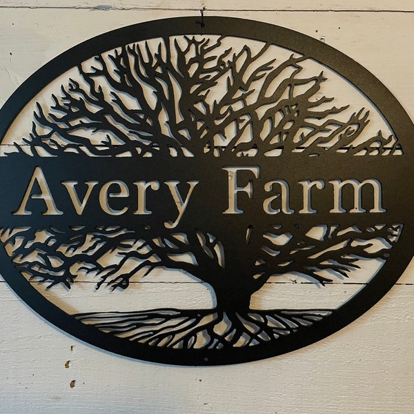 Custom Oval Tree Metal Sign - Farm Signs - Cottage Decor - Tree Decor - Outdoor Metal - Home Designs - Personalized Tree Signs - House Party