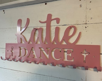 Large Custom Steel Medal Hanger (12 Hook) – Personalized Name & Sport Ribbon Display