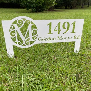 Custom Monogram Address Yard Stake - Lawn Mounted Address Sign - Personalized Address Sign - Housewarming Gifts - House Numbers - Mail Sign