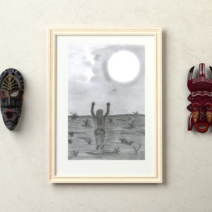 Indigenous art, woman and moon, moon worship, downloadable artwork, original art, mystical art, instant download, native indian art