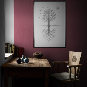 Tree art, line drawing, downloadable artwork, original art, introspective art, mystical tree, tree of life, instant download, downloadable image 16