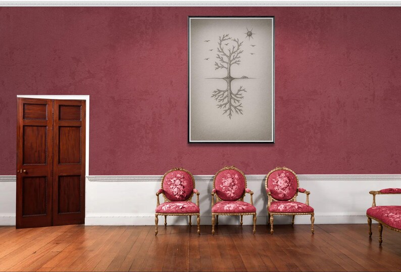 Tree art, line drawing, downloadable artwork, original art, introspective art, mystical tree, tree of life, instant download, downloadable image 10