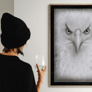 Adler Zeichnung, Adler Poster, Linien Zeichnung, Sofort Download Poster, Adler Liebhaber, Vogel Liebhaber, Greifvögel, Schlafzimmer Poster, Download Art Bild 3