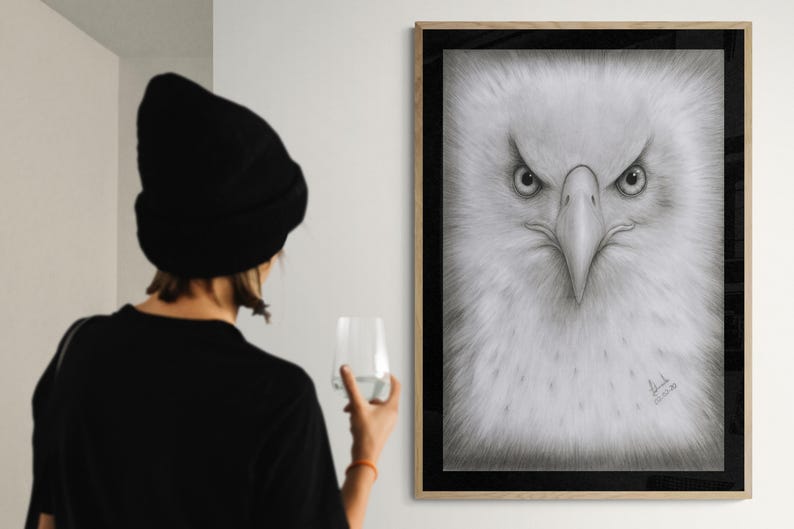 Adler Zeichnung, Adler Poster, Linien Zeichnung, Sofort Download Poster, Adler Liebhaber, Vogel Liebhaber, Greifvögel, Schlafzimmer Poster, Download Art Bild 3