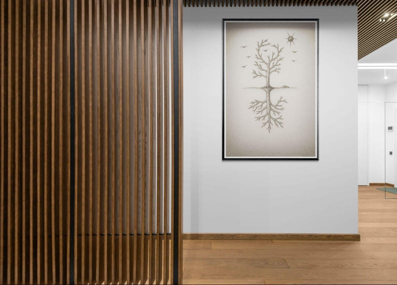 Tree art, line drawing, downloadable artwork, original art, introspective art, mystical tree, tree of life, instant download, downloadable image 8