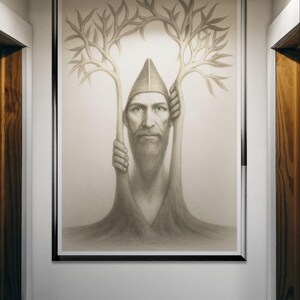 Mystical tree, original art, tree of life, introspective art, mystic tree, tree of life, instant download, downloadable, pencil drawing image 5