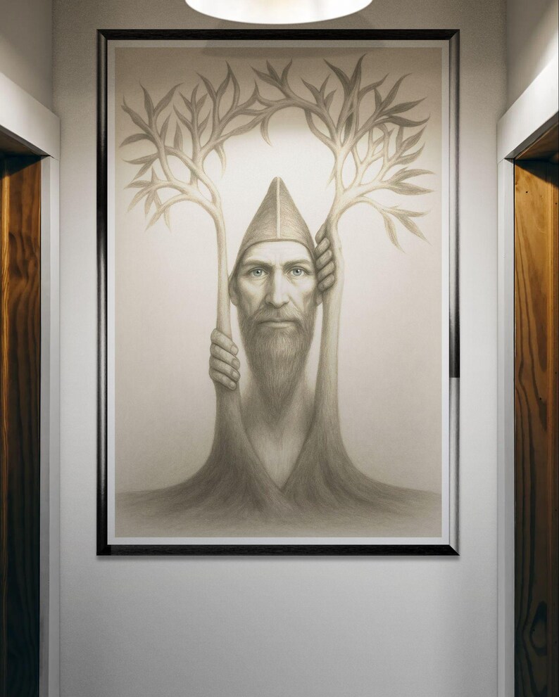 Mystical tree, original art, tree of life, introspective art, mystic tree, tree of life, instant download, downloadable, pencil drawing image 5