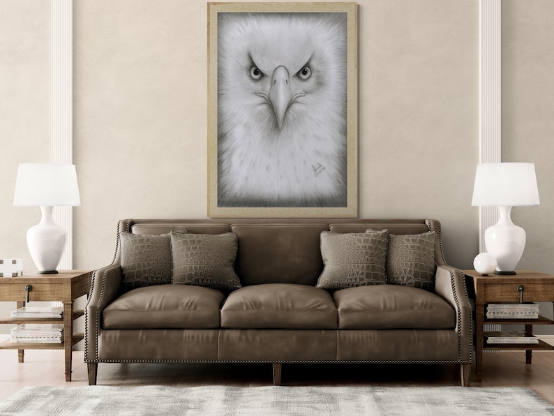 Adler Zeichnung, Adler Poster, Linien Zeichnung, Sofort Download Poster, Adler Liebhaber, Vogel Liebhaber, Greifvögel, Schlafzimmer Poster, Download Art Bild 2