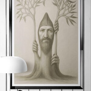 Mystical tree, original art, tree of life, introspective art, mystic tree, tree of life, instant download, downloadable, pencil drawing image 18