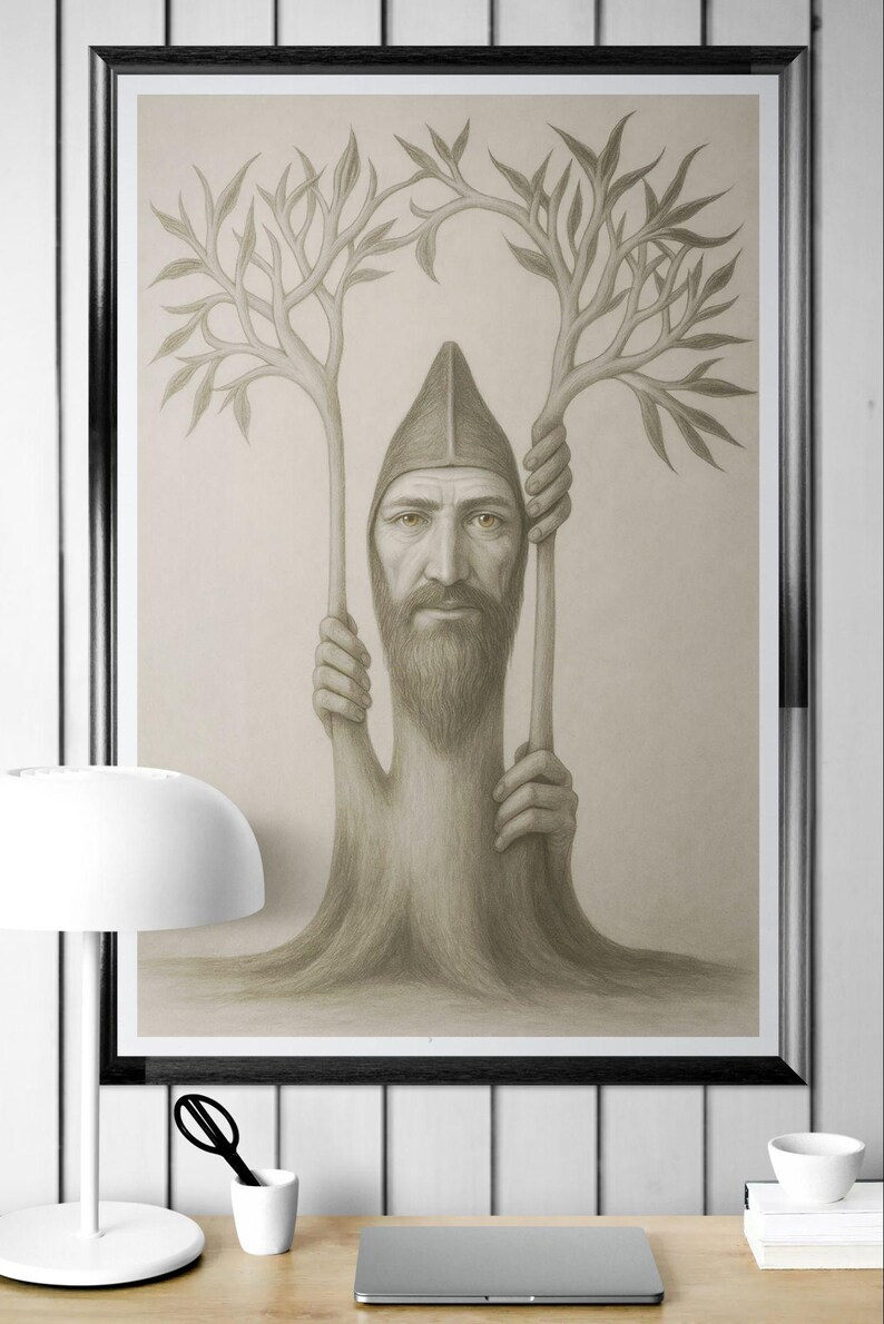 Mystical tree, original art, tree of life, introspective art, mystic tree, tree of life, instant download, downloadable, pencil drawing image 18