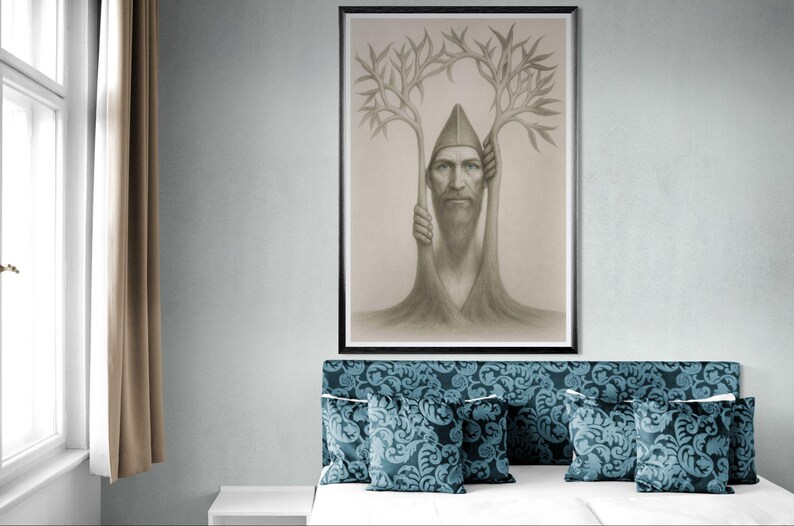 Mystical tree, original art, tree of life, introspective art, mystic tree, tree of life, instant download, downloadable, pencil drawing image 15