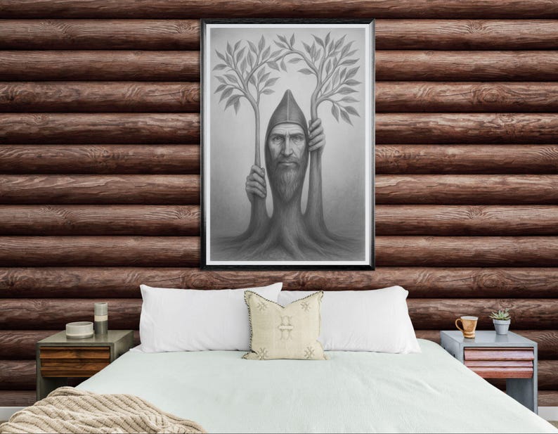 Mystical tree, original art, tree of life, introspective art, mystic tree, tree of life, instant download, downloadable, pencil drawing image 14