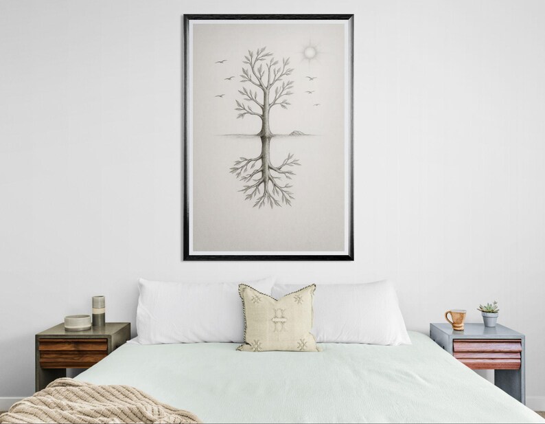 Tree art, line drawing, downloadable artwork, original art, introspective art, mystical tree, tree of life, instant download, downloadable image 13