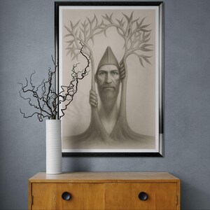 Mystical tree, original art, tree of life, introspective art, mystic tree, tree of life, instant download, downloadable, pencil drawing image 16