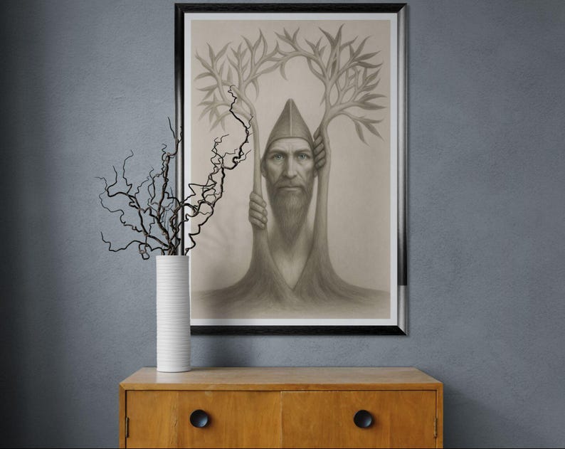 Mystical tree, original art, tree of life, introspective art, mystic tree, tree of life, instant download, downloadable, pencil drawing image 16
