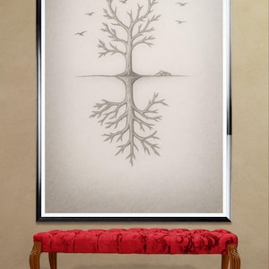 Tree art, line drawing, downloadable artwork, original art, introspective art, mystical tree, tree of life, instant download, downloadable image 9