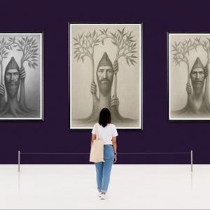 Mystical tree, original art, tree of life, introspective art, mystic tree, tree of life, instant download, downloadable, pencil drawing image 1