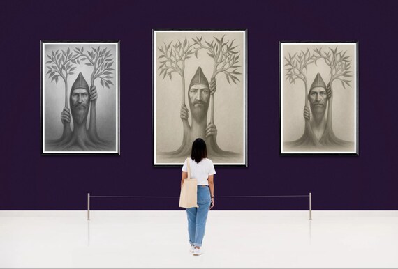 Mystical tree, original art, tree of life, introspective art, mystic tree, tree of life, instant download, downloadable, pencil drawing