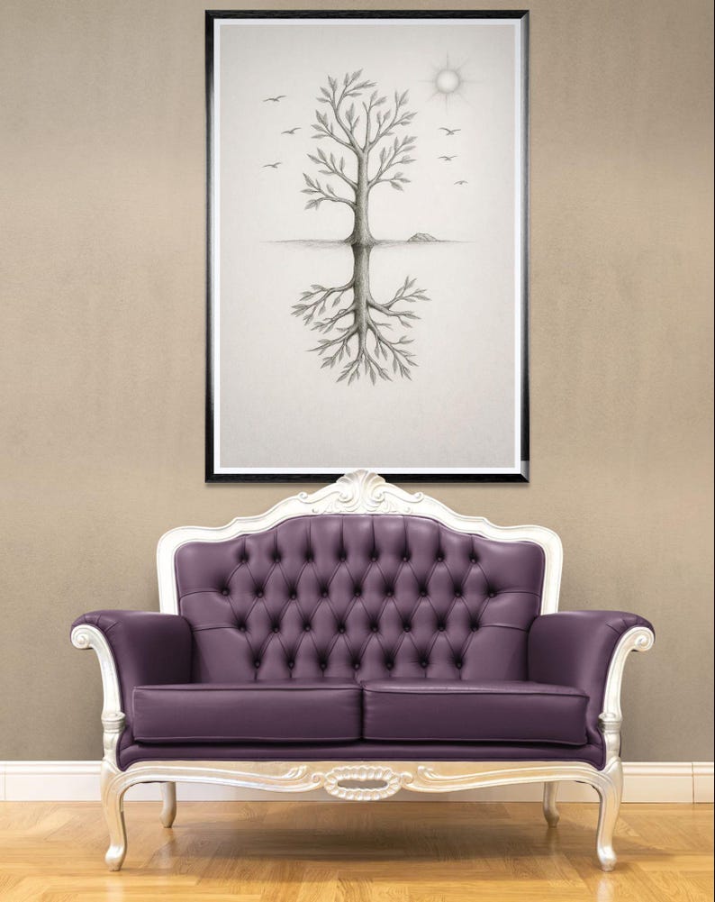 Tree art, line drawing, downloadable artwork, original art, introspective art, mystical tree, tree of life, instant download, downloadable image 11