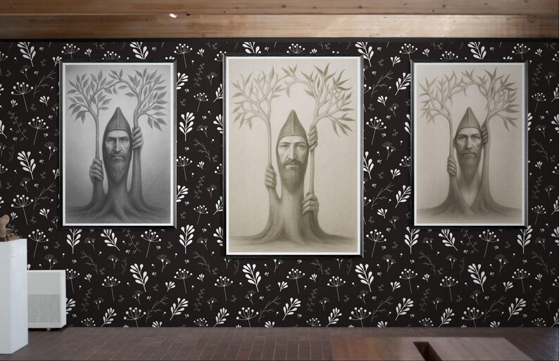 Mystical tree, original art, tree of life, introspective art, mystic tree, tree of life, instant download, downloadable, pencil drawing image 20