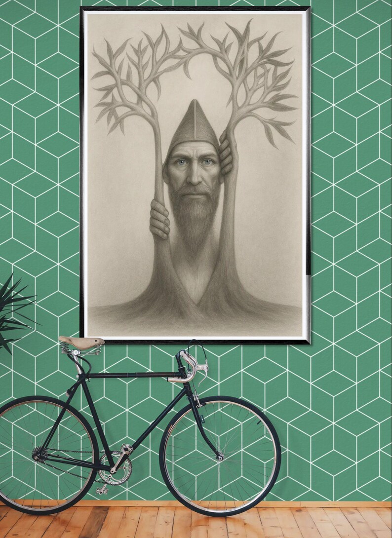 Mystical tree, original art, tree of life, introspective art, mystic tree, tree of life, instant download, downloadable, pencil drawing image 10