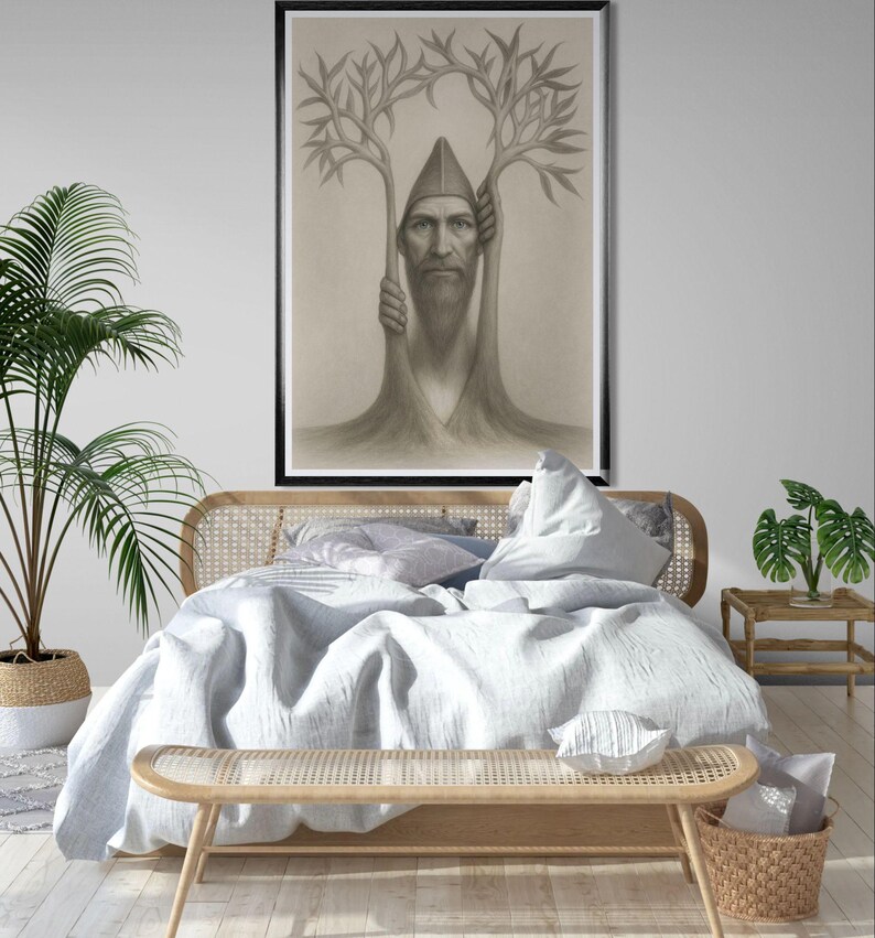 Mystical tree, original art, tree of life, introspective art, mystic tree, tree of life, instant download, downloadable, pencil drawing image 7
