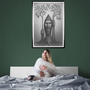 Mystical tree, original art, tree of life, introspective art, mystic tree, tree of life, instant download, downloadable, pencil drawing image 13