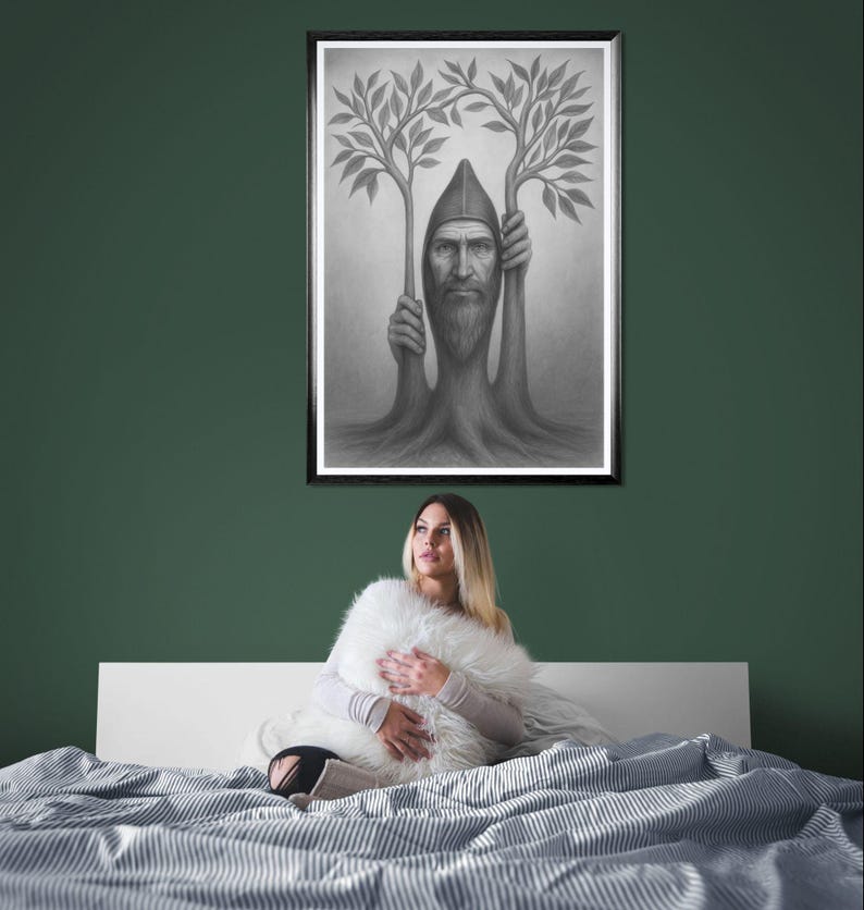 Mystical tree, original art, tree of life, introspective art, mystic tree, tree of life, instant download, downloadable, pencil drawing image 13