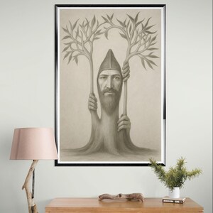 Mystical tree, original art, tree of life, introspective art, mystic tree, tree of life, instant download, downloadable, pencil drawing image 8