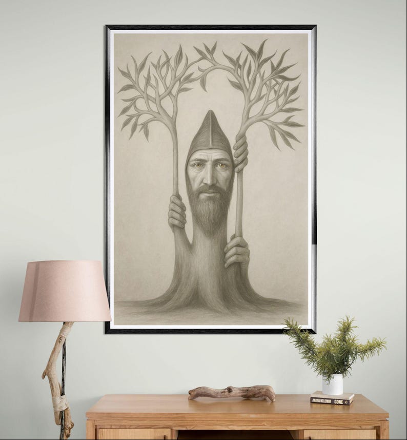 Mystical tree, original art, tree of life, introspective art, mystic tree, tree of life, instant download, downloadable, pencil drawing image 8