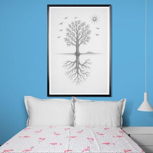 Tree art, line drawing, downloadable artwork, original art, introspective art, mystical tree, tree of life, instant download, downloadable image 14