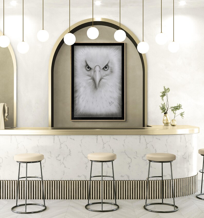 Adler Zeichnung, Adler Poster, Linien Zeichnung, Sofort Download Poster, Adler Liebhaber, Vogel Liebhaber, Greifvögel, Schlafzimmer Poster, Download Art Bild 5